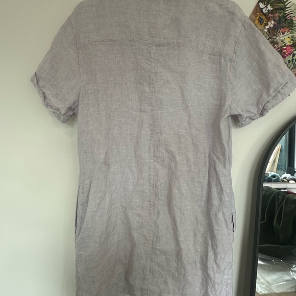 C&C California Soft Lilac Linen shirt dress with pockets casual‎ comfort - Picture 7 of 8